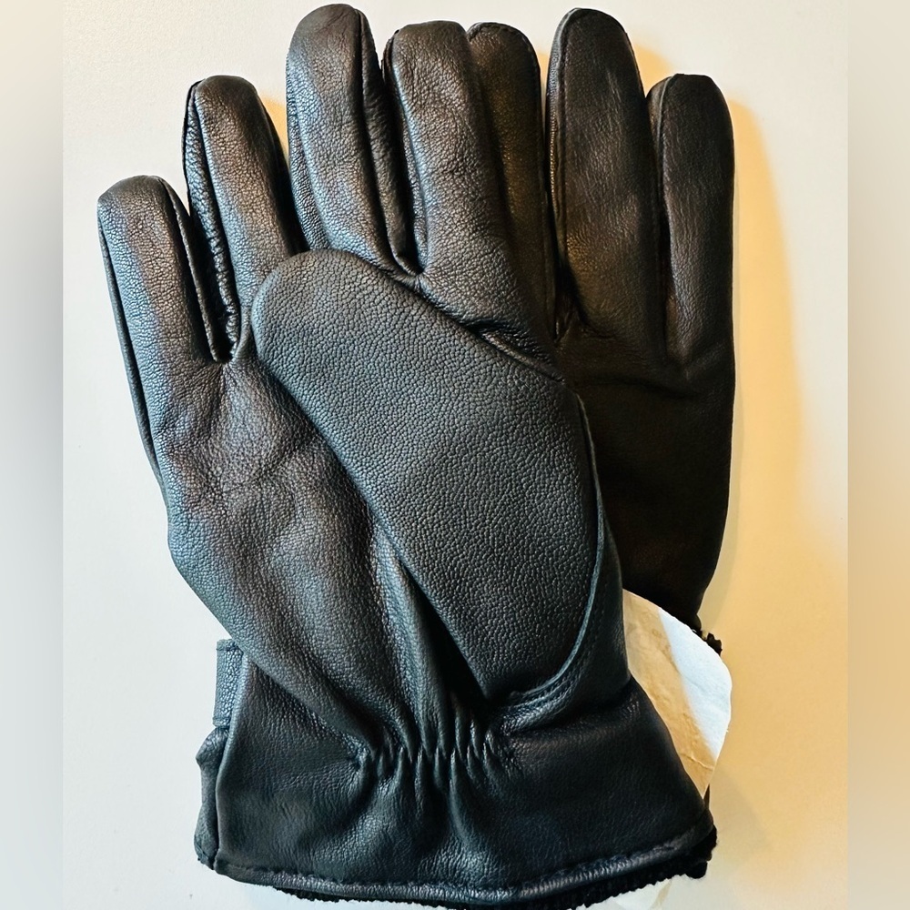 NEW! ZARA LEATHER Gloves Black Mens - Picture 2 of 9